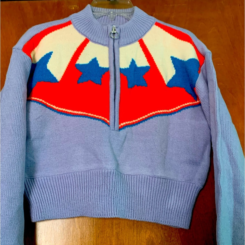 NWOT BDG Urban Outfitters Star 3/4 Zip Ski Sweater XS